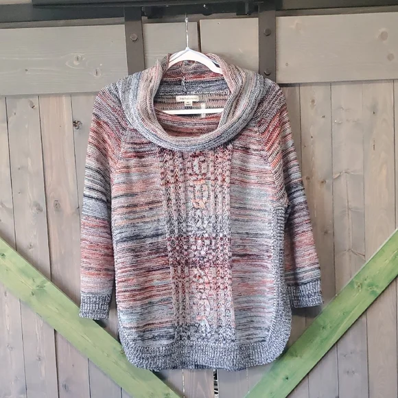 Women's Multicolor Cowl Neck Sweater - Picture 1 of 3